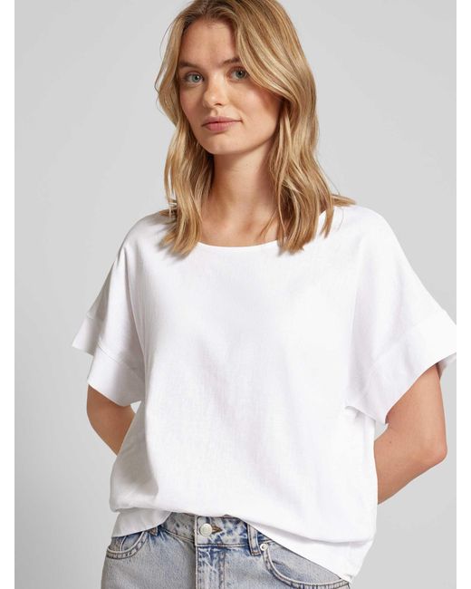 S.oliver White T-Shirt mit Rundhalsausschnitt