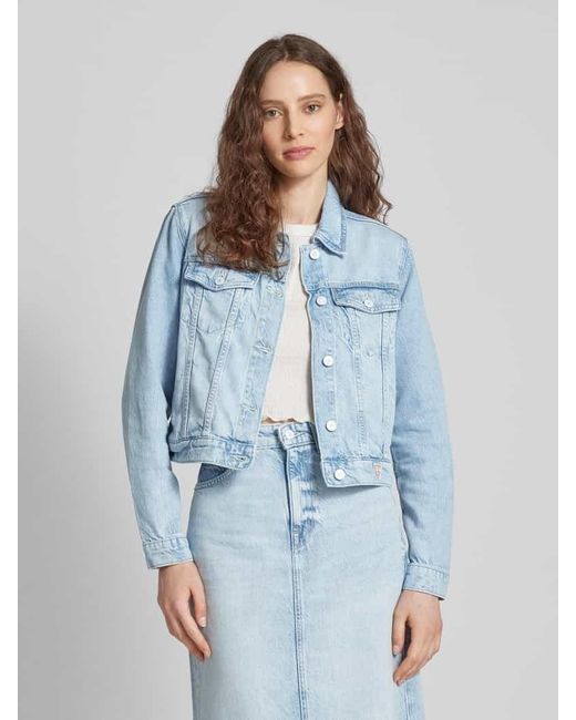 Guess Blue Jeansjacke mit Label-Patch Modell 'DORIA'
