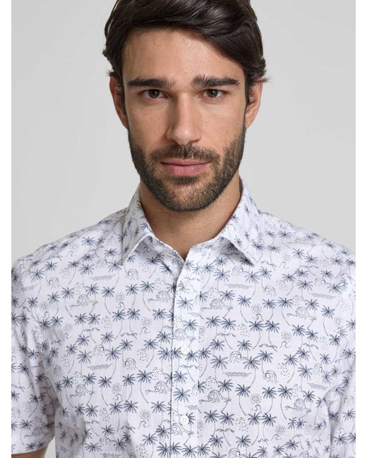 Jake*s Slim Fit Overhemd Met Korte Mouwen En Knoopsluiting in het White voor heren