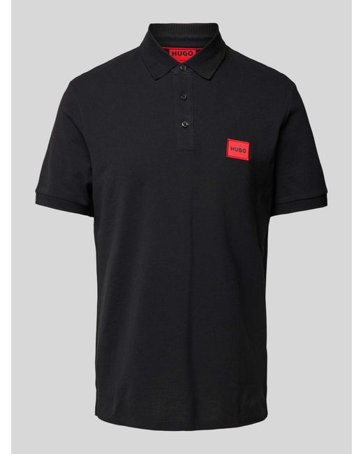 HUGO Regular Fit Poloshirt Met Labelpatch in het Black voor heren