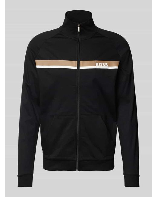 Boss Sweatjacke Mit Label-Print in Black für Herren