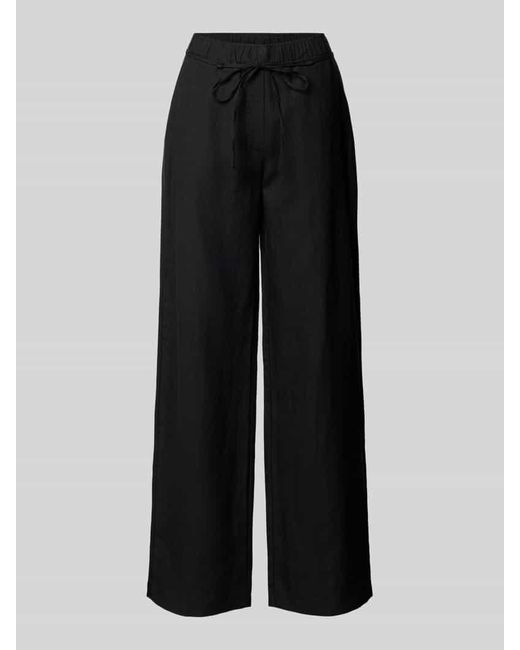 M·a·c Black Straight Leg Leinenhose mit Bindegürtel Modell 'Chiara'