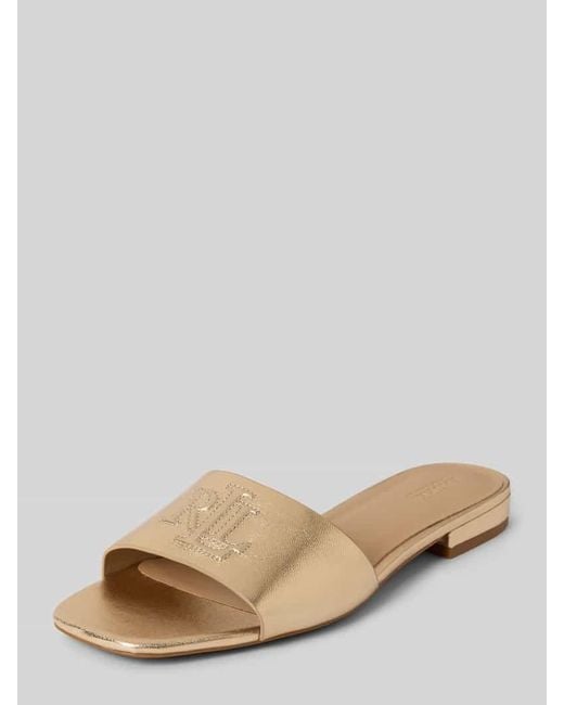Ralph Lauren Natural Slides aus Leder mit Logo-Detail Modell 'EVERLEY'