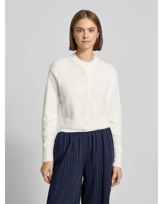 HUGO White Regular Fit Strickjacke mit Label Stitching Modell 'SFURRY'