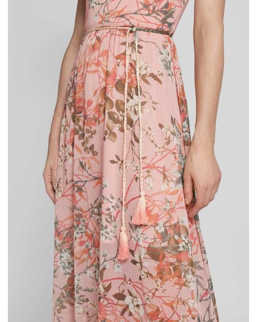 Guess Pink Midikleid Mit Floralem Print Modell 'Gilda'