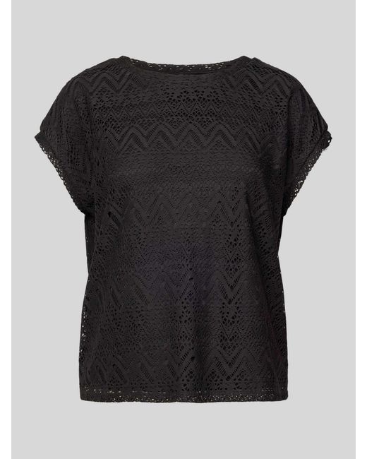 Vero Moda Black T-Shirt mit Lochmuster Modell 'MAYA'