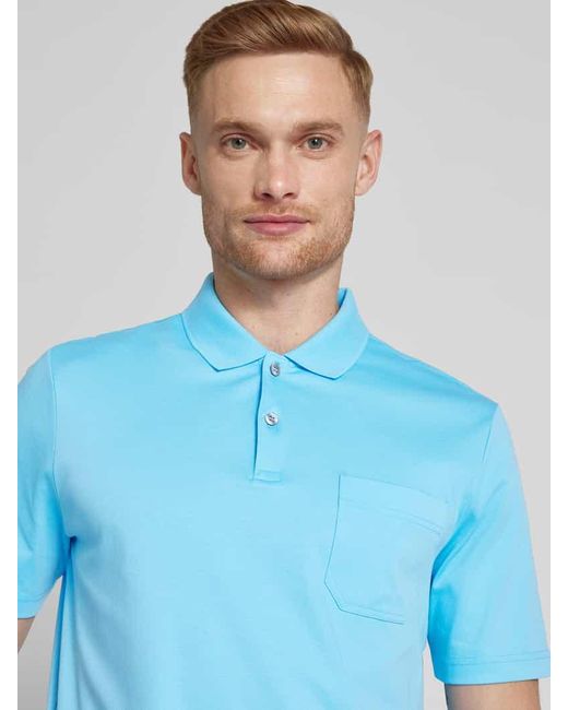 maerz muenchen Regular Fit Poloshirt mit Brusttasche in Blue für Herren