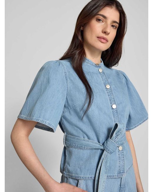 MSCH Copenhagen Regular Fit Jeansblouse Met Strikceintuur in het Blue