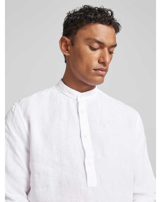Marc O' Polo Regular Fit Leinenhemd mit Stehkragen in White für Herren