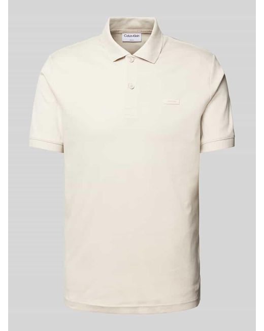 Calvin Klein Regular Fit Poloshirt mit Knopfleiste in Natural für Herren