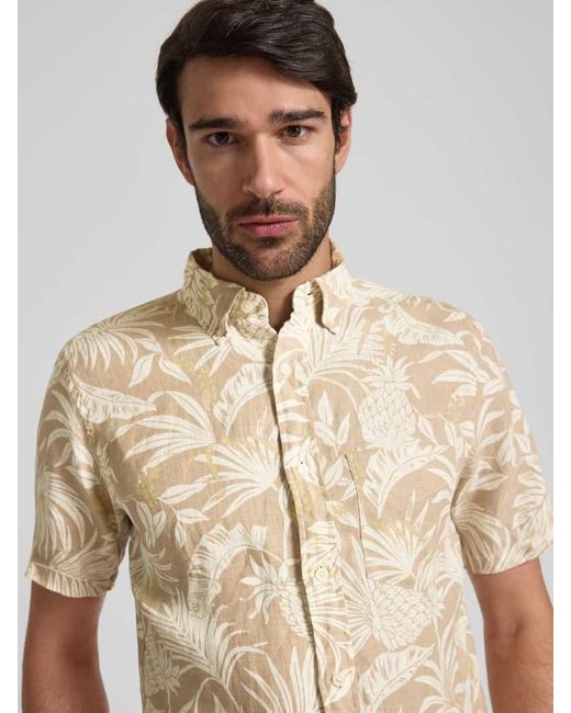 Gant Regular Fit Leinenhemd mit Button-Down-Kragen in Natural für Herren