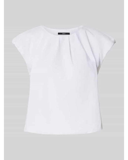 Zero White Regular Fit Kurzarmbluse mit Kappärmeln