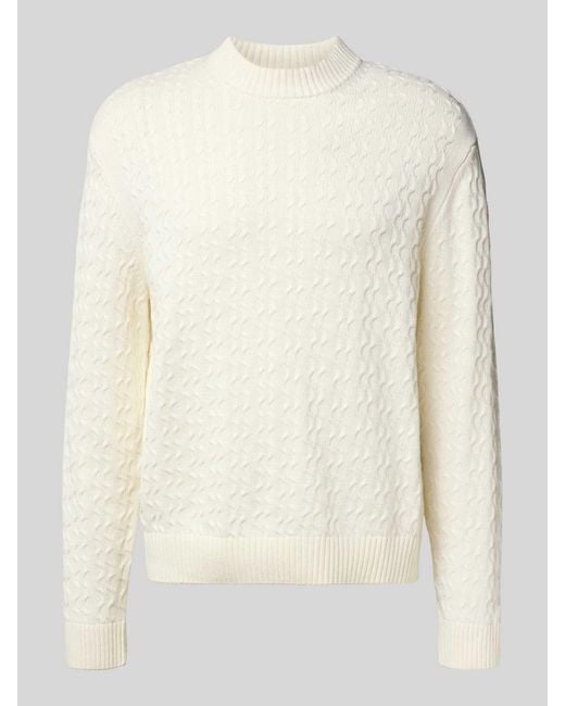 SELECTED Relaxed Fit Pullover Van Puur Katoen, Model 'Philip' in het Natural voor heren