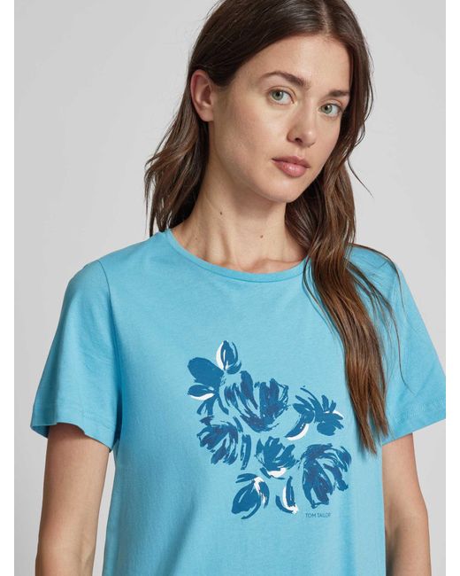 Tom Tailor T-shirt Met Bloemenprint in het Blue voor heren
