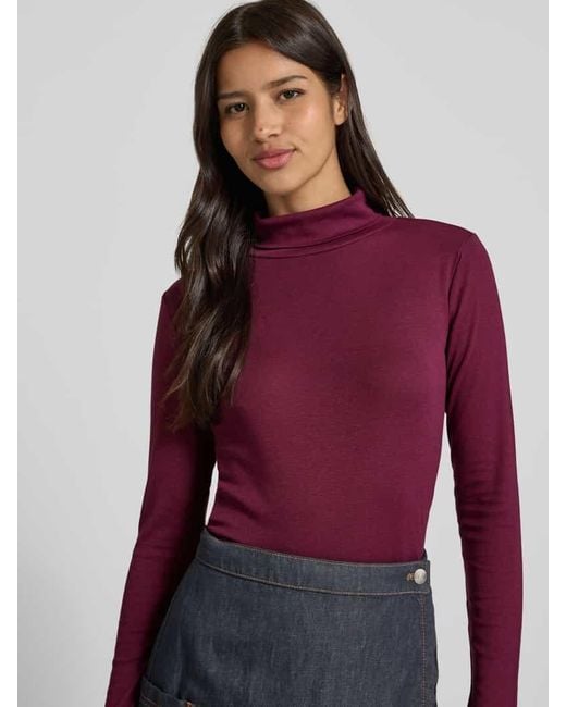 Tom Tailor Purple Regular Fit Langarmshirt aus Baumwoll-Mix mit Rollkragen