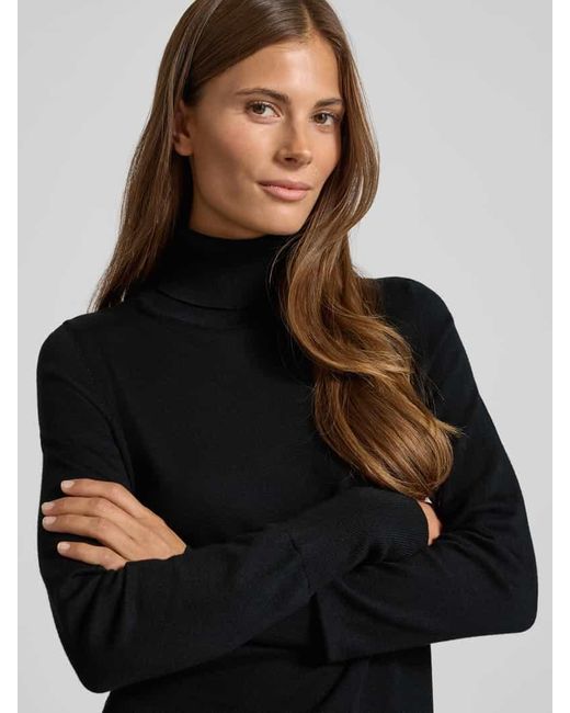 Jake*s Black Regular Fit Rollkragenpullover in Strick-Optik