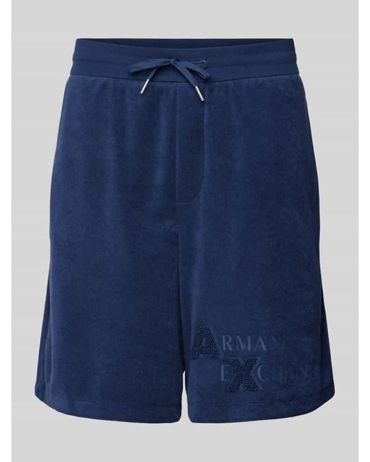 Armani Exchange Regular Fit Sweatshorts mit Label-Print in Blue für Herren