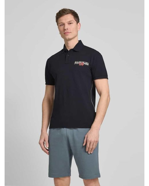 Napapijri Slim Fit Poloshirt mit Label-Print Modell 'AYLMER' in Blue für Herren