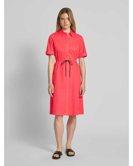 Marc Cain Pink Knielanges Kleid mit Bindegürtel