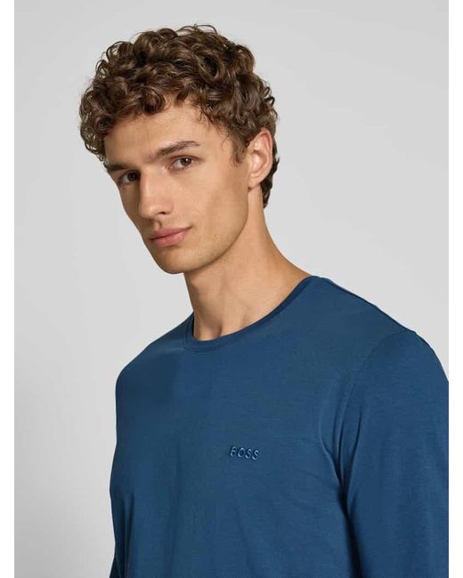 Boss Regular Fit Langarmshirt aus Baumwoll-Mix Modell 'MIX&MATCH' in Blue für Herren