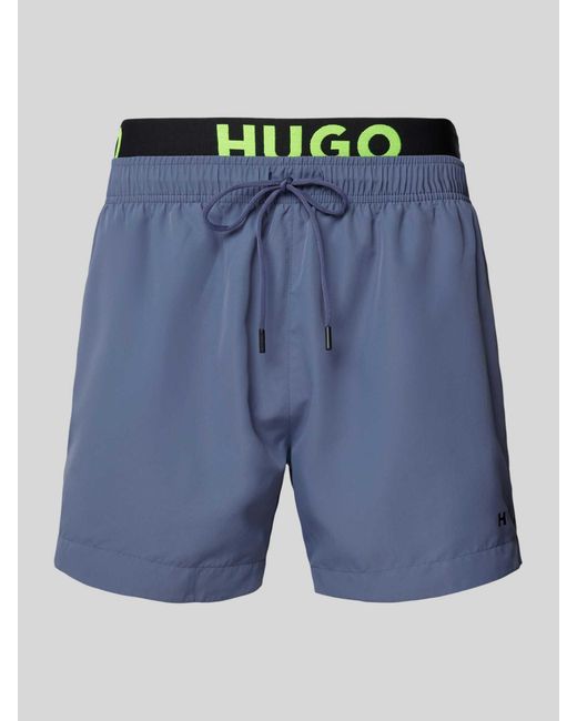 HUGO Badeshorts im Double-Layer-Look Modell 'FLEX' in Blue für Herren