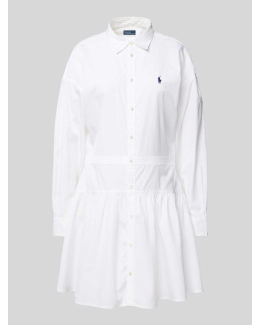 Polo Ralph Lauren Knielange Overhemdjurk Met Logostitching in het White