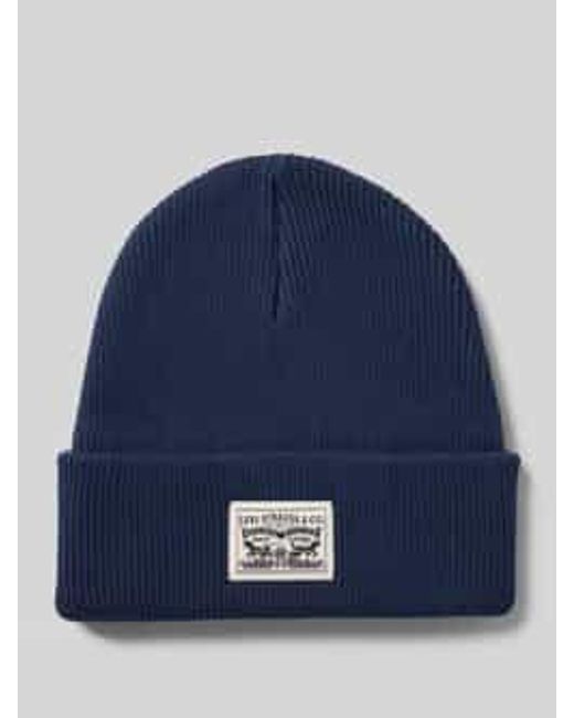 Levi's Muts Met Logopatch, Model 'Beanie' in het Blue voor heren
