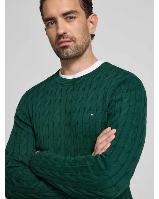 Tommy Hilfiger Regular Fit Strickpullover aus reiner Baumwolle in Green für Herren