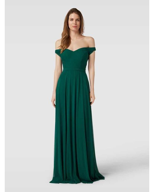 TROYDEN COLLECTION Green Abendkleid mit Off-Shoulder-Look