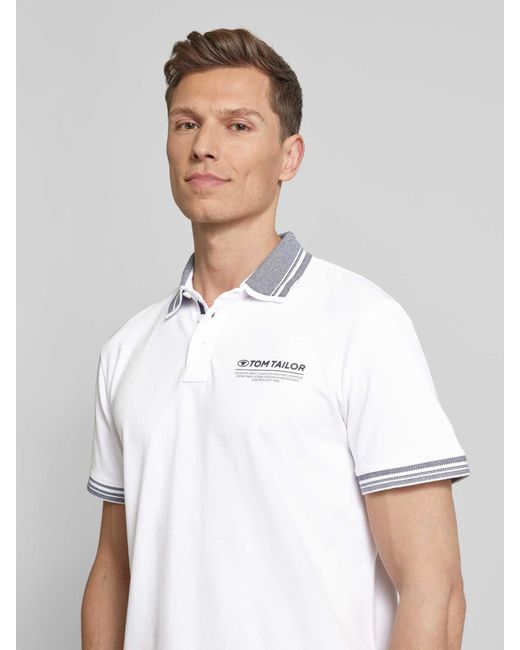 Tom Tailor Regular Fit Poloshirt Met Labelprint in het White voor heren