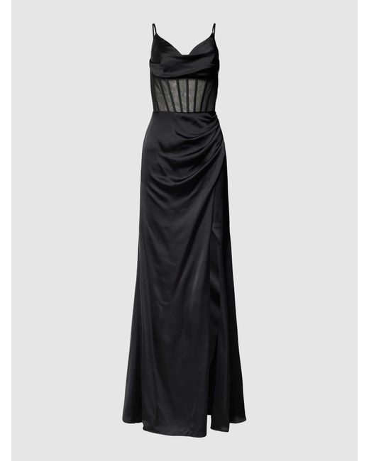 Luxuar Black Abendkleid mit tiefem Gehschlitz