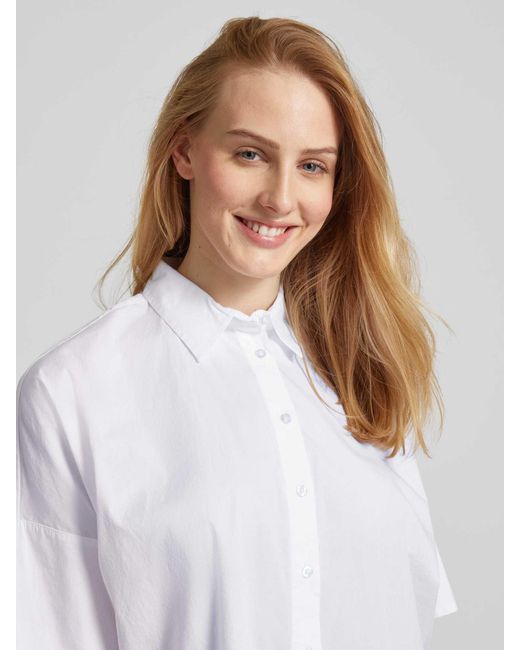 Emily Van Den Bergh Overhemdblouse Met Extra Brede Schouders in het White