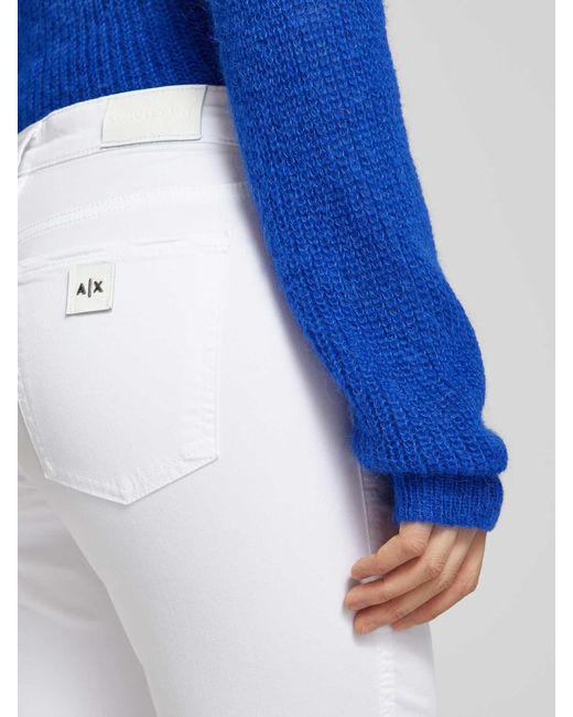 Armani Exchange White Super Skinny Fit Jeans mit Knopfverschluss
