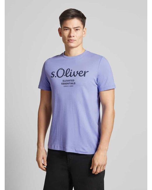S.oliver Regular Fit T-Shirt Aus Reiner Baumwolle Mit Statement-Label-Print in Blue für Herren