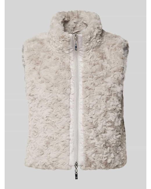 Monari Natural Cropped Weste mit Zweiwege-Reißverschluss