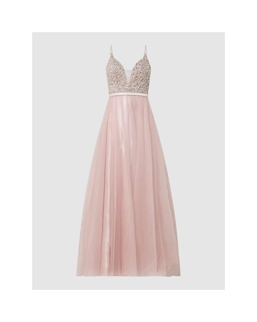 Luxuar Pink Abendkleid aus Tüll mit Strasssteinen