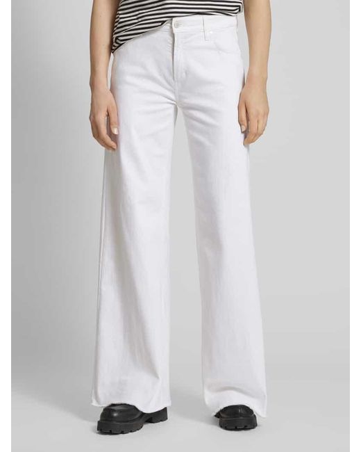 Cambio White Flared Jeans mit offenem Saum Modell 'PALLAZZO'