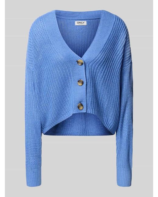ONLY Blue Regular Fit Strickjacke mit überschnittenen Schultern MODELL 'CAROL'