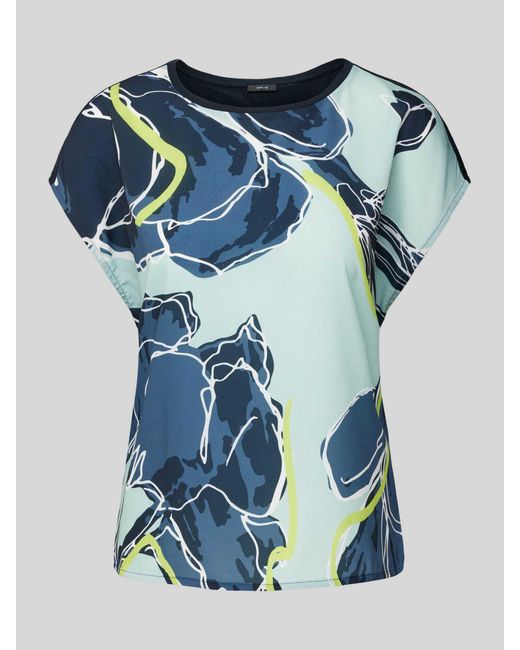 Opus Blue T-Shirt aus Viskose mit Allover-Muster Modell 'Stini'