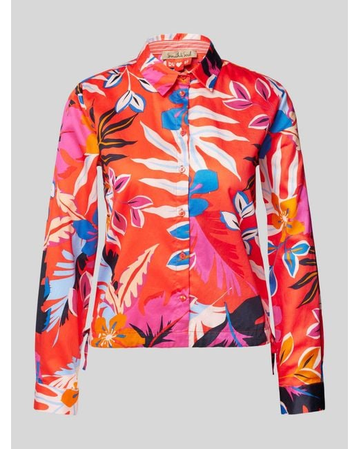 Smith & Soul Slim Fit Overhemdblouse Met 3/4-mouwen in het Red