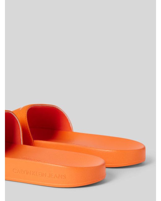 Calvin Klein Slippers Met Labelprint in het Orange voor heren