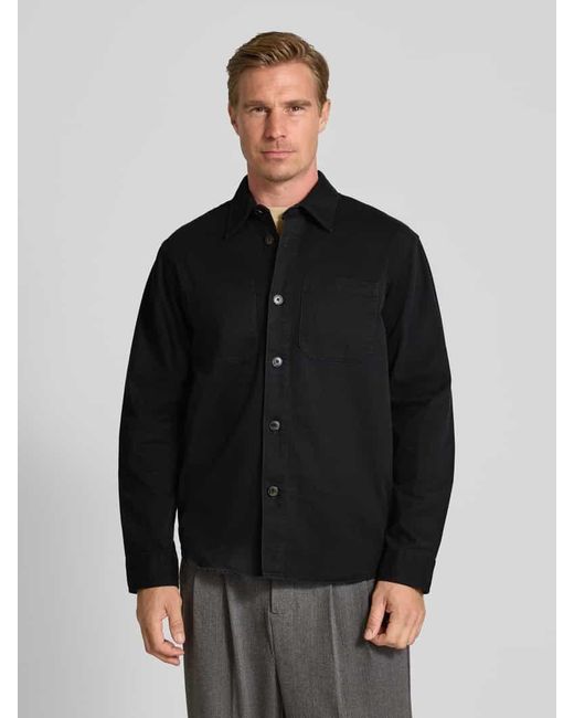 SELECTED Regular Fit Hemdjacke aus reiner Baumwolle Modell 'TRAVIS' in Black für Herren