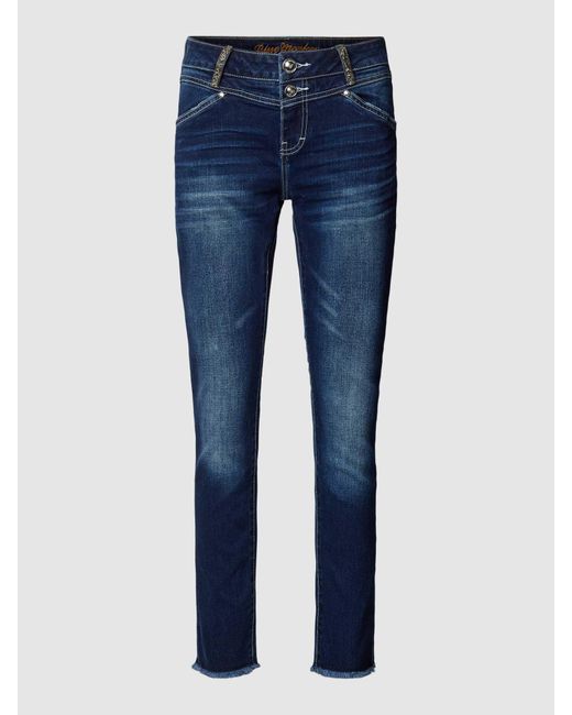 Blue Monkey Blue Slim Fit Jeans mit Ziersteinbesatz Modell 'SANDY'