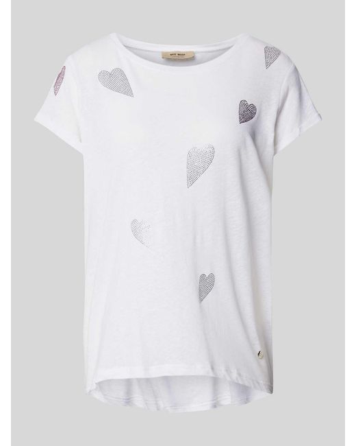 Mos Mosh White T-Shirt mit Strasssteinbesatz Modell 'LAURA'