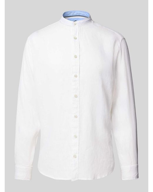 Fynch-Hatton Regular Fit Linnen Overhemd Met Opstaande Kraag in het White voor heren