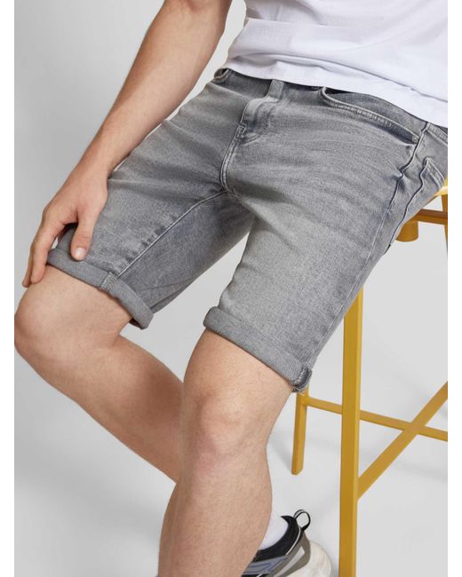 Only & Sons Slim Fit Jeansshorts im 5-Pocket-Design Modell 'PLY' in Gray für Herren