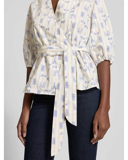 christian berg White Regular Fit Bluse mit Bindegürtel