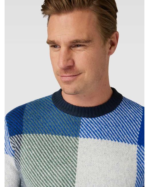 Tom Tailor Strickpullover Mit Geripptem Rundhalsausschnitt in Blue für Herren