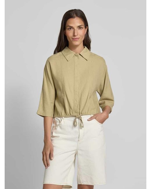 S.oliver Natural Cropped Bluse aus Leinen-Viskose-Mix