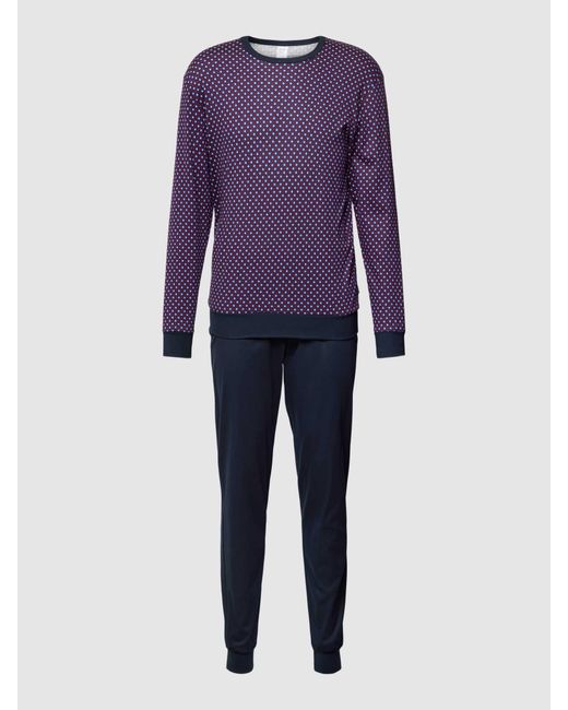 Calida Pyjama mit Rundhalsausschnitt Modell 'Relax Streamline' in Purple für Herren